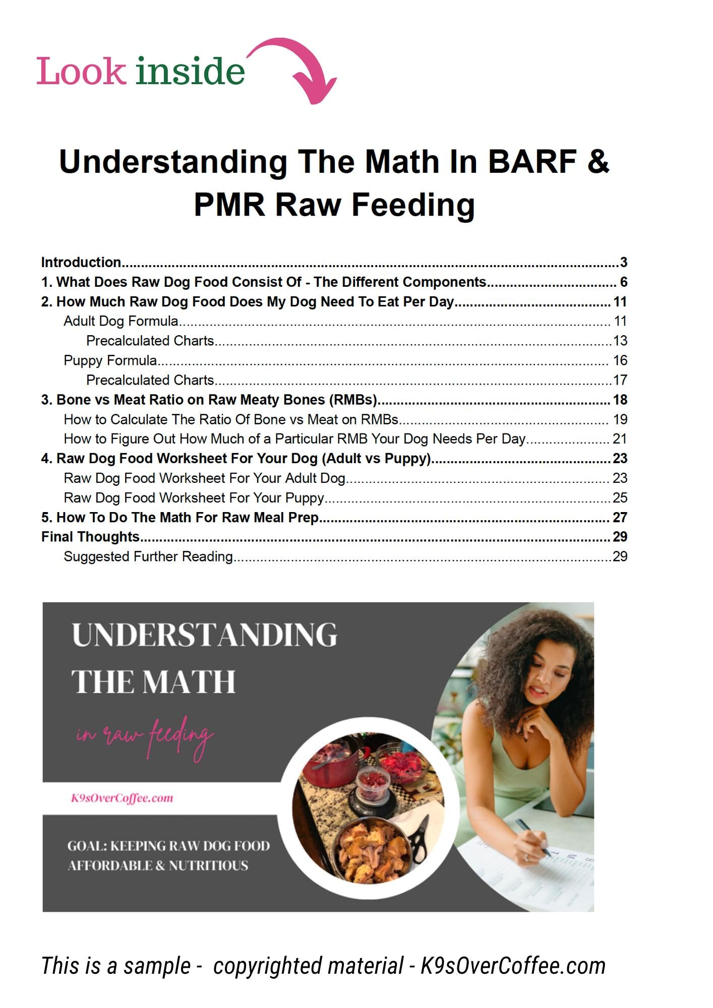 Understanding The Math In BARF & PMR - Raw Feeding Charts for Dogs